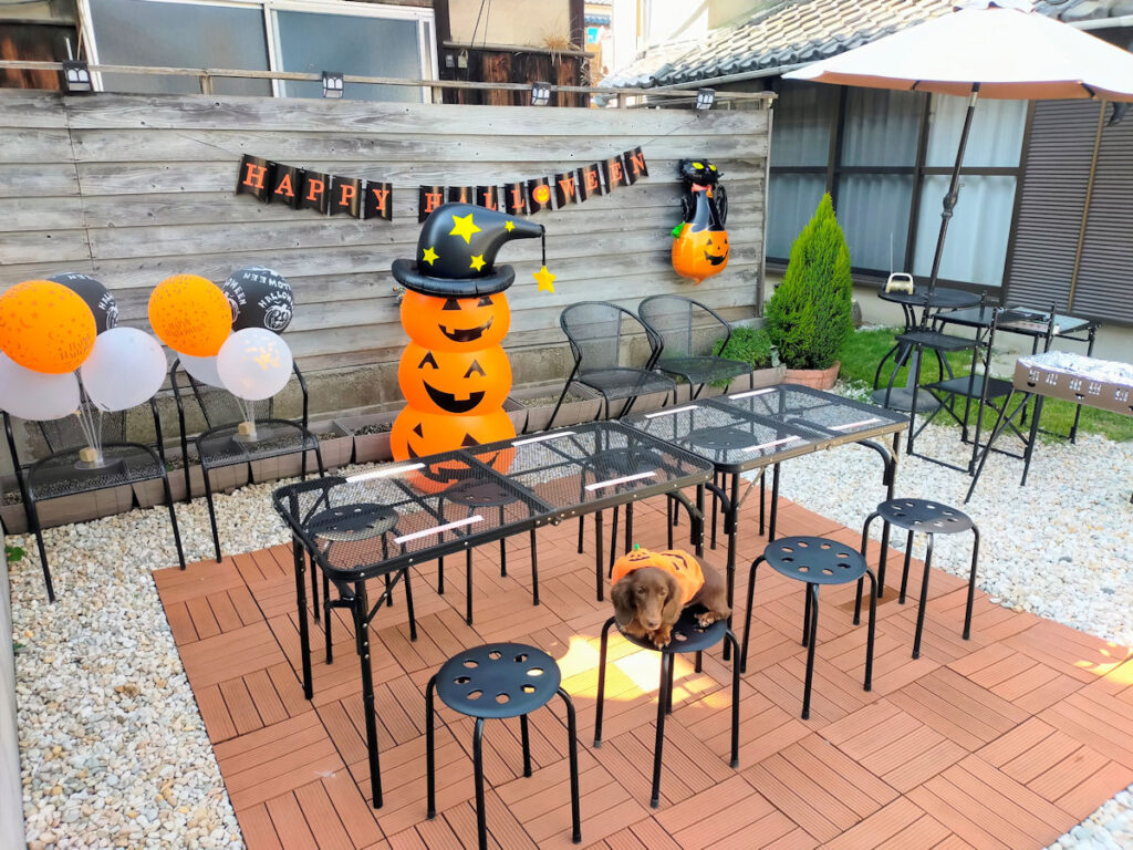 芋掘りに向けて飾り付けたハロウィン収穫祭