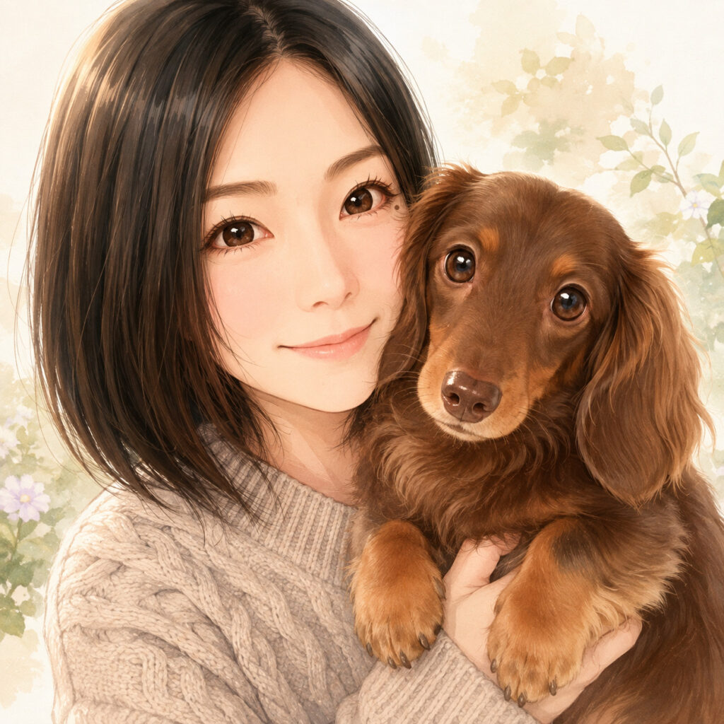 ミニチュアダックスフンドのレオンとトモコのプロフィールイラスト