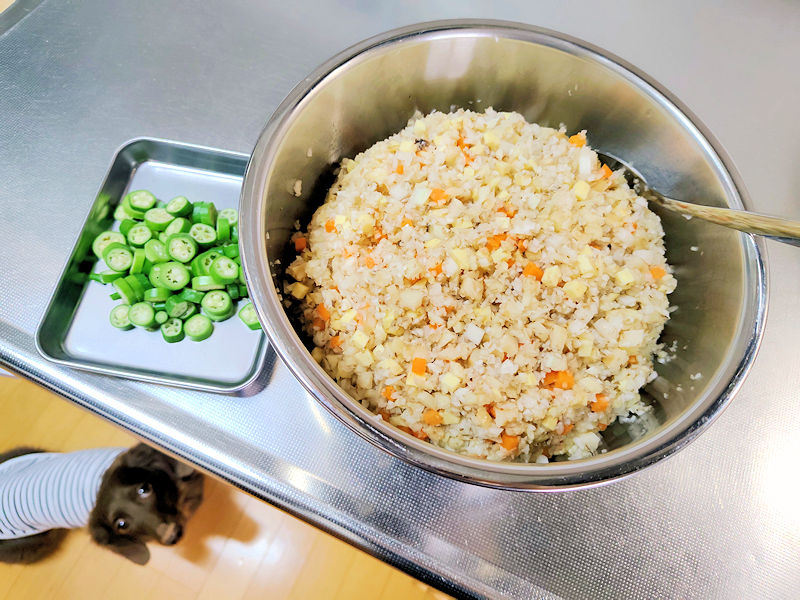レオンのごはん用に混ぜ合わせた野菜